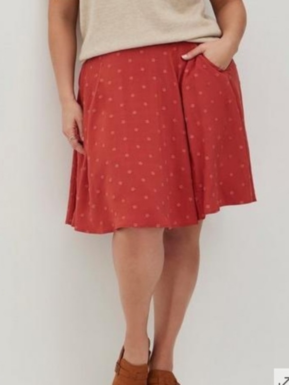 Torrid High Waist A-Line Skirt Embroidered Eyelet Pattern Reddish EUC 3X Boho